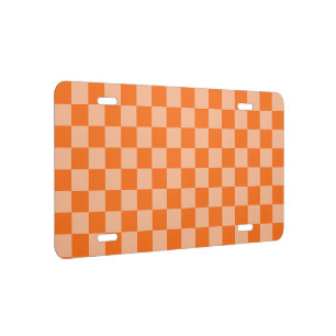 Explore the Beauty of Orange Checkerboard License Plate