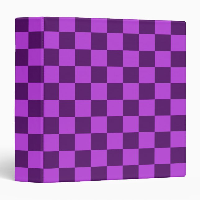  Explore the Boldness of Purple Checkerboard  3 Ring Binder (Front/Spine)