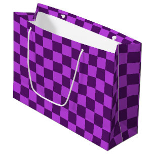 Explore the Boldness of Purple Checkerboard Large Gift Bag