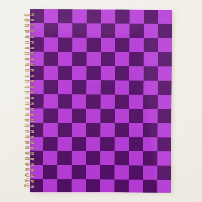  Explore the Boldness of Purple Checkerboard  Planner (Front)
