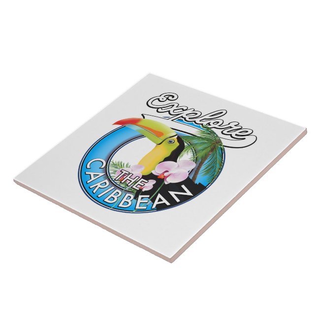 Explore the Caribbean travel patch. Ceramic Tile (Side)