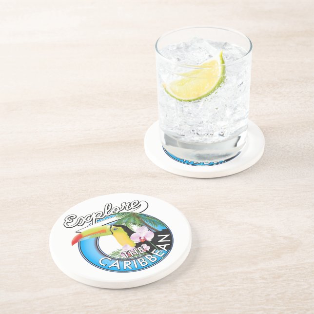 Explore the Caribbean travel patch. Coaster (Side)