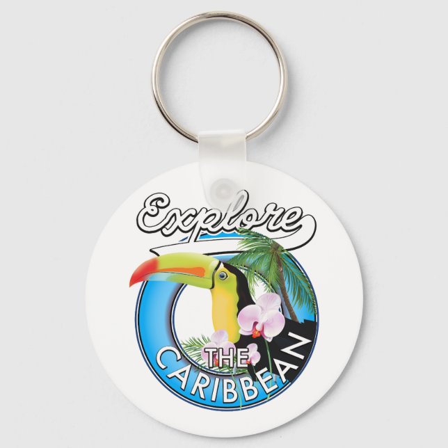 Explore the Caribbean travel patch. Keychain (Front)
