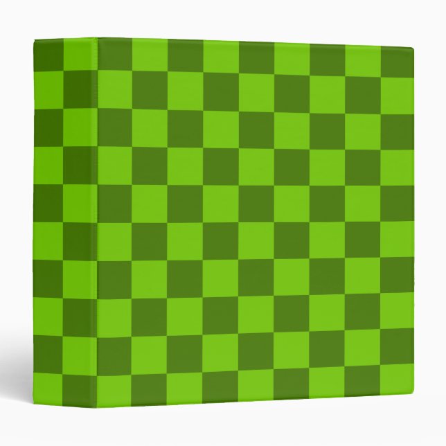 Explore the Elegance of Green Checkerboard Pattern 3 Ring Binder (Front/Spine)
