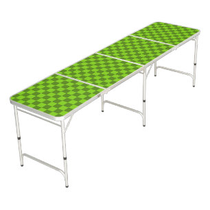 Explore the Elegance of Green Checkerboard Pattern Beer Pong Table