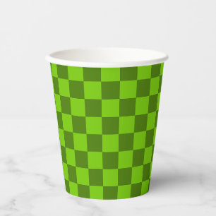 Explore the Elegance of Green Checkerboard Pattern Paper Cups