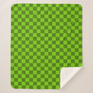 Explore the Elegance of Green Checkerboard Pattern Sherpa Blanket