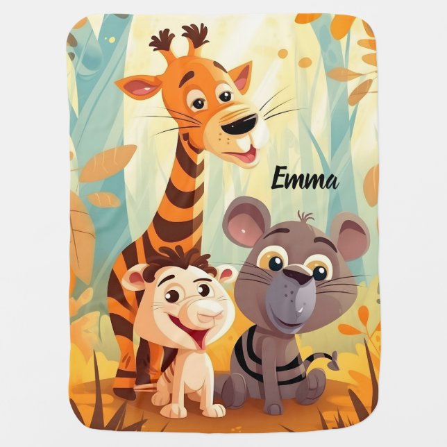 Explore the Jungle Baby Blanket (Front)