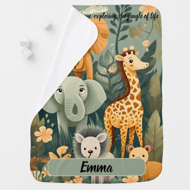 Explore the Jungle Baby Blanket (In Situ)