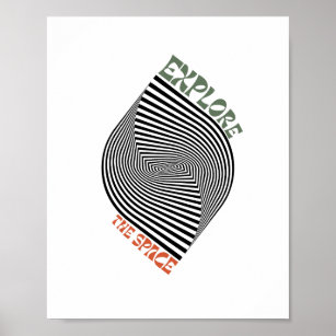 Explore The Space Optical Illusion Fingerprint T-S Poster