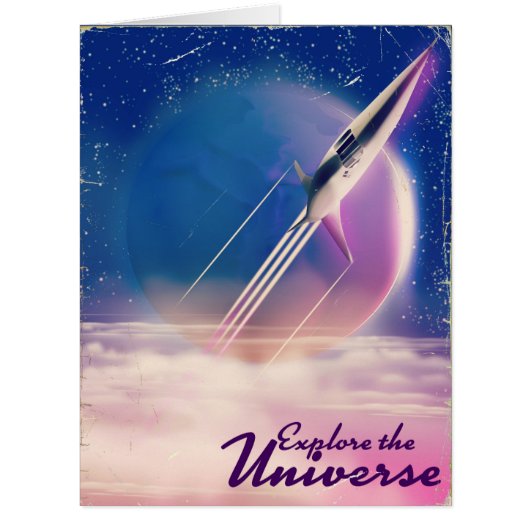 Explore the Universe Vintage space poster Cards (Front)
