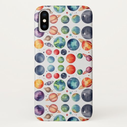 Explore the Universe with Watercolor Planet Clipar iPhone X Case