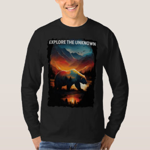 Explore The Unknown bear hiking camping mountains T-Shirt