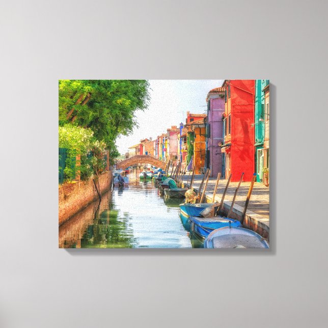 Explore the Vibrant Charm of Burano Canvas Print (Front)