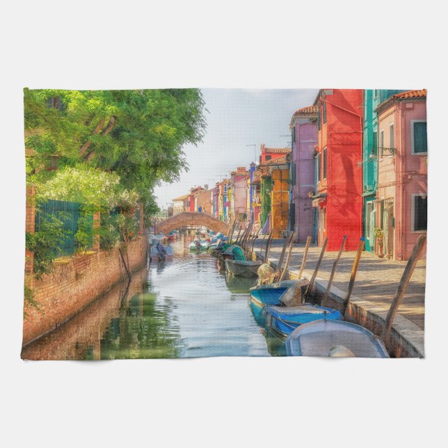 Explore the Vibrant Charm of Burano Kitchen Towel (Horizontal)