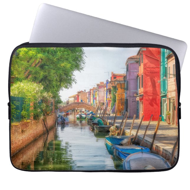 Explore the Vibrant Charm of Burano Laptop Sleeve (Front)