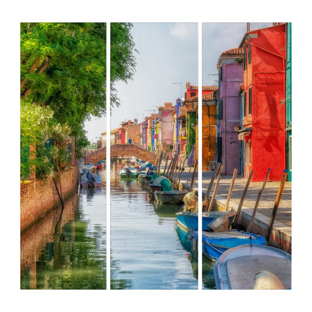 Explore the Vibrant Charm of Burano Triptych (Front)