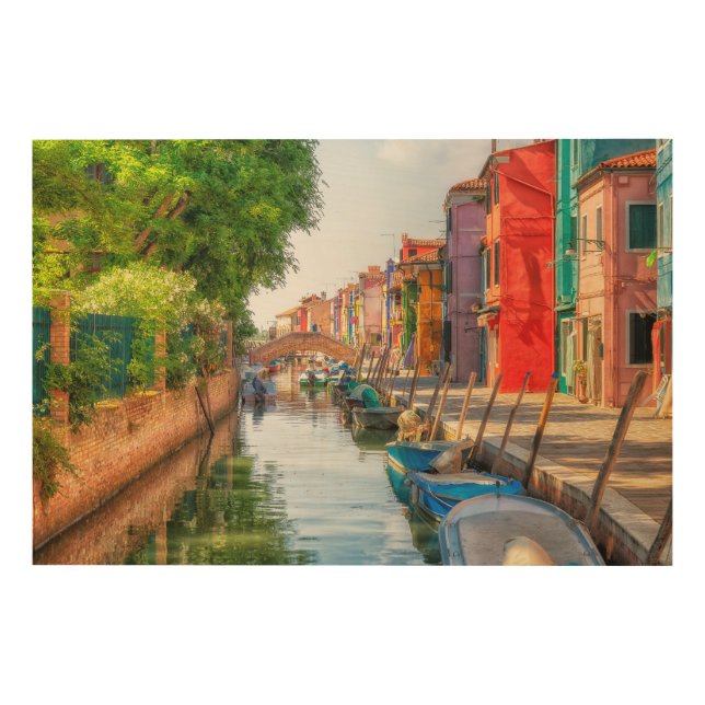 Explore the Vibrant Charm of Burano Wood Wall Art (Front)