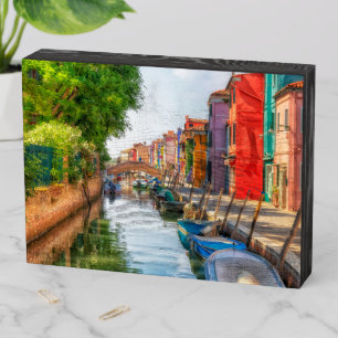 Explore the Vibrant Charm of Burano Wooden Box Sign