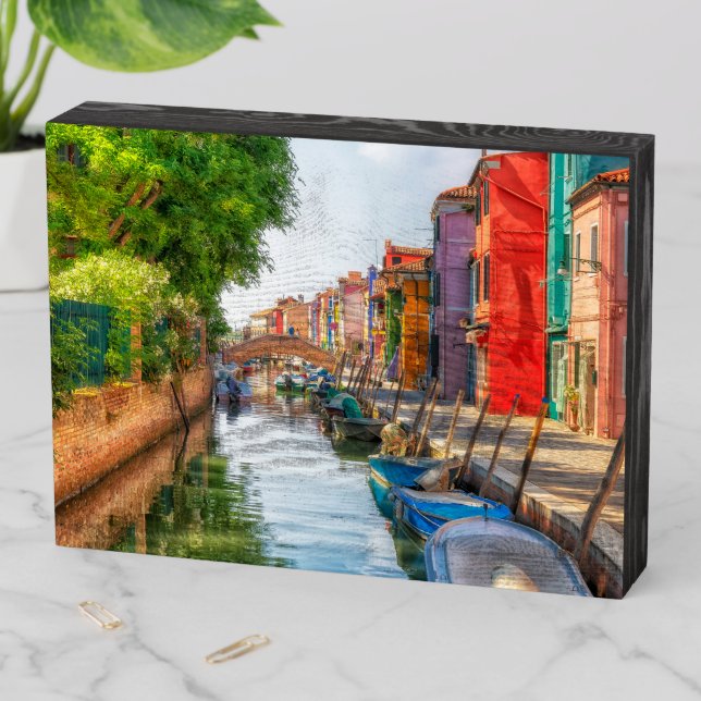 Explore the Vibrant Charm of Burano Wooden Box Sign (In Situ Horizontal)