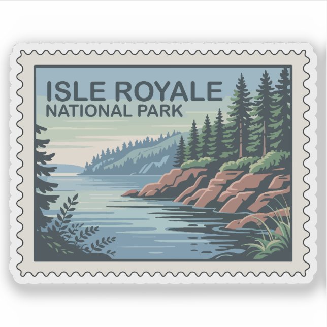 Explore the Wild Side of Isle Royale Stamp Sticker (Front)