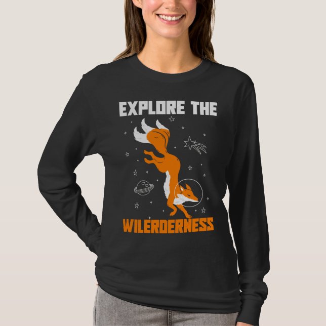 Explore The Wilderness Space Astronaut Fox T-Shirt (Front)