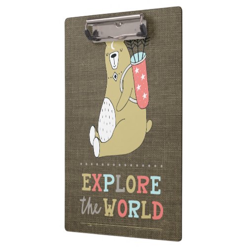 Explore the World Boho Bear Clipboard