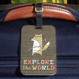Explore the World Boho Fox Customizable Kids Luggage Tag
