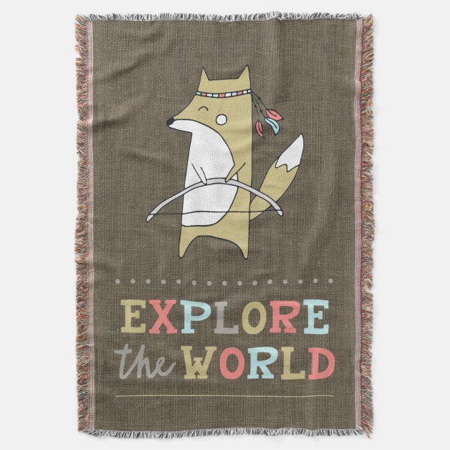 Explore the World Boho Fox Kids Throw Blanket (Front Vertical)