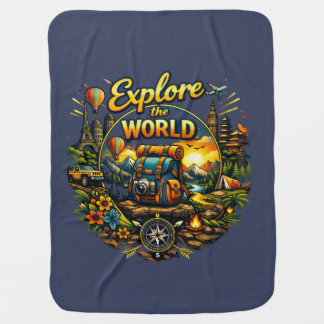 Explore The World – Travel Adventure Design Baby Blanket