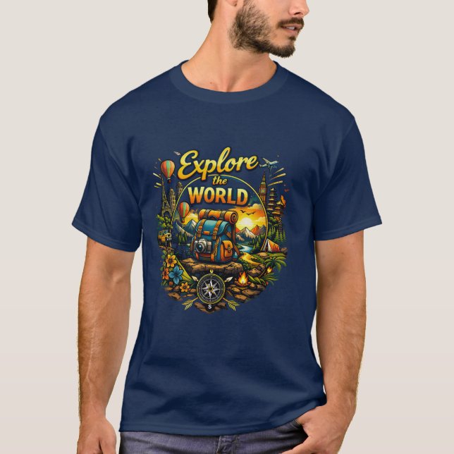 Explore The World – Travel Adventure Design T-Shirt (Front)