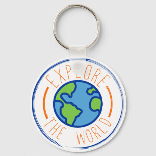 Explore the world travel keychain
