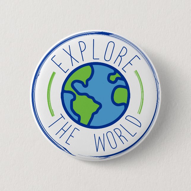 explore the world travel sticker button (Front)