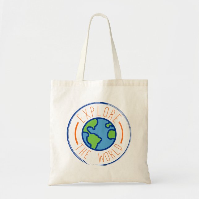 Explore the world travel sticker tote bag (Front)