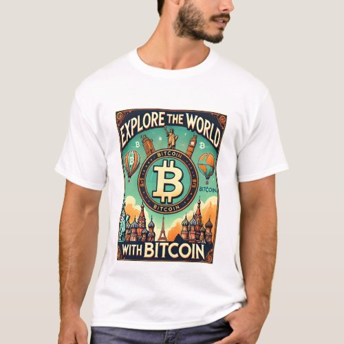 Explore the world with Bitcoin Cryptocurrency T_Shirt
