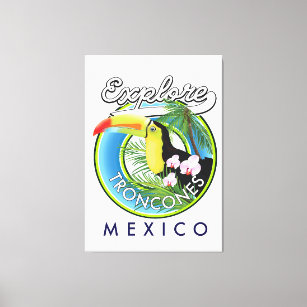 Explore Troncones Mexico retro logo Canvas Print