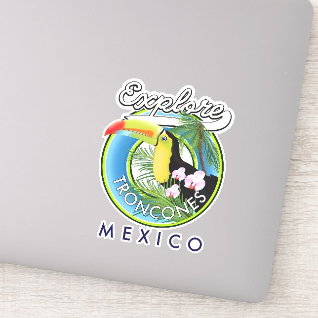 Explore Troncones Mexico retro logo Sticker (Detail)