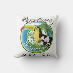 Explore Troncones Mexico retro logo Throw Pillow