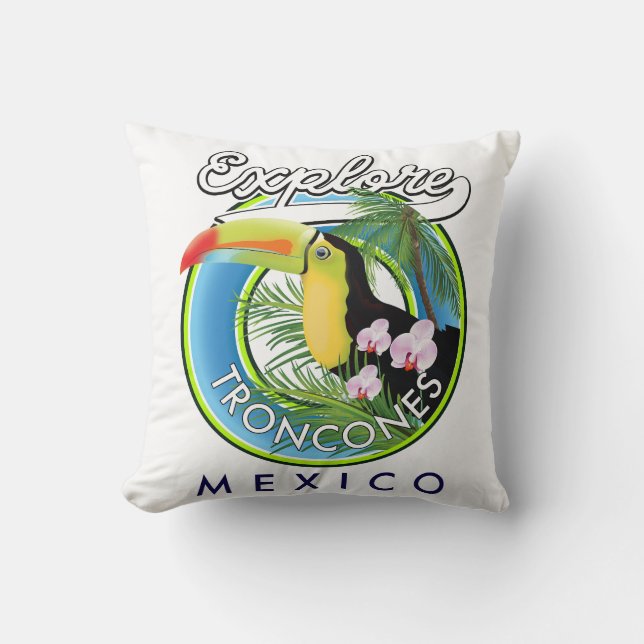 Explore Troncones Mexico retro logo Throw Pillow (Front)