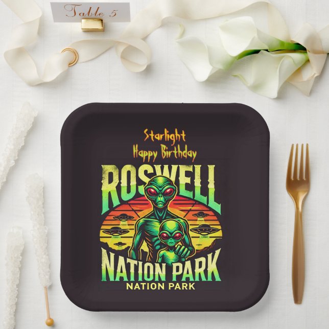 Explore UFO Lore at Roswell! Paper Plates (Wedding)