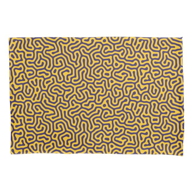 Explore Vibrant Abstract Patterns in Dark Purple Pillow Case (Front-Left)