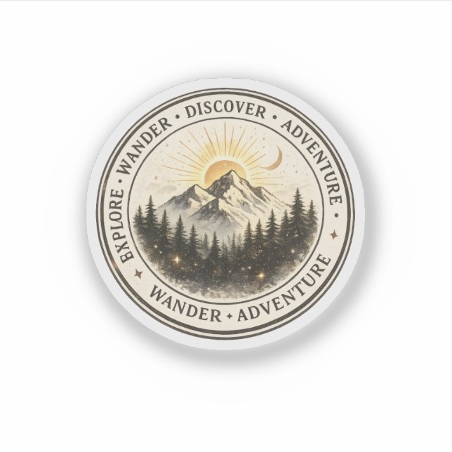 Explore Wander Discover Mountain Adventure Vinyl  Sticker (Front)