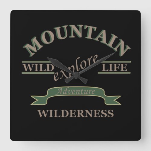 Explore wild life mountain wilderness square wall clock