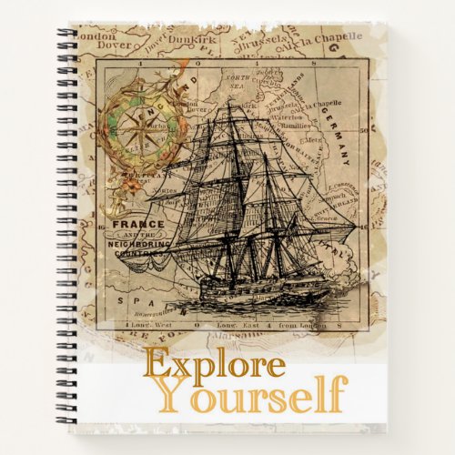 Explore Yourself Elegant Self Improvement Quote Notebook