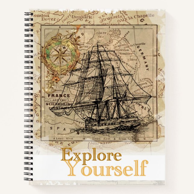 Explore Yourself Elegant Self Improvement Quote Notebook (Front)