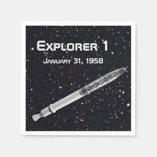 Explorer 1 Satellite Starry Sky Paper Napkins (Front)