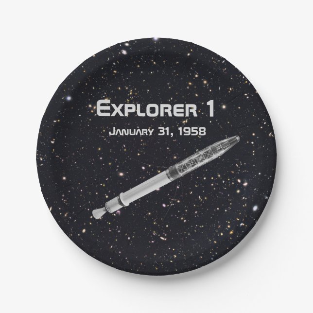 Explorer 1 Satellite Starry Sky Paper Plates (Front)