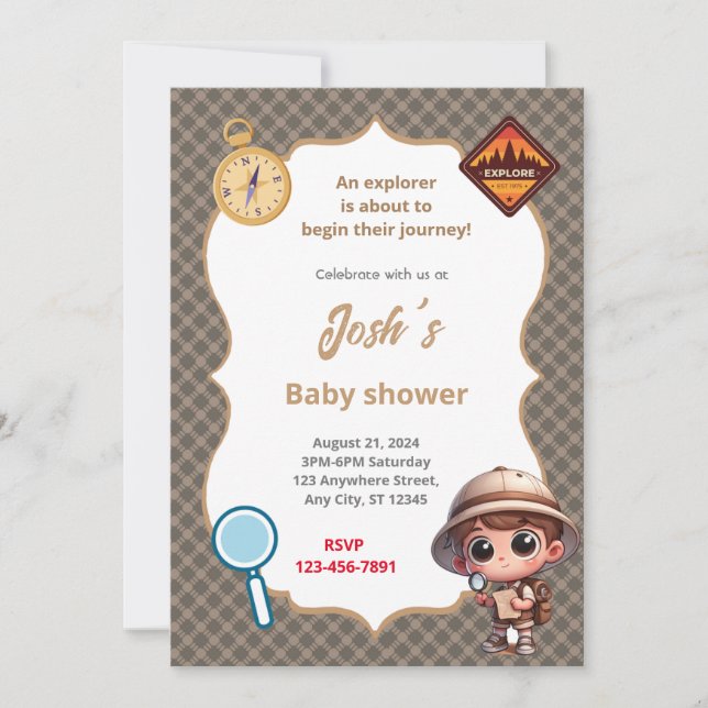 Explorer Baby Shower Invitation (Front)