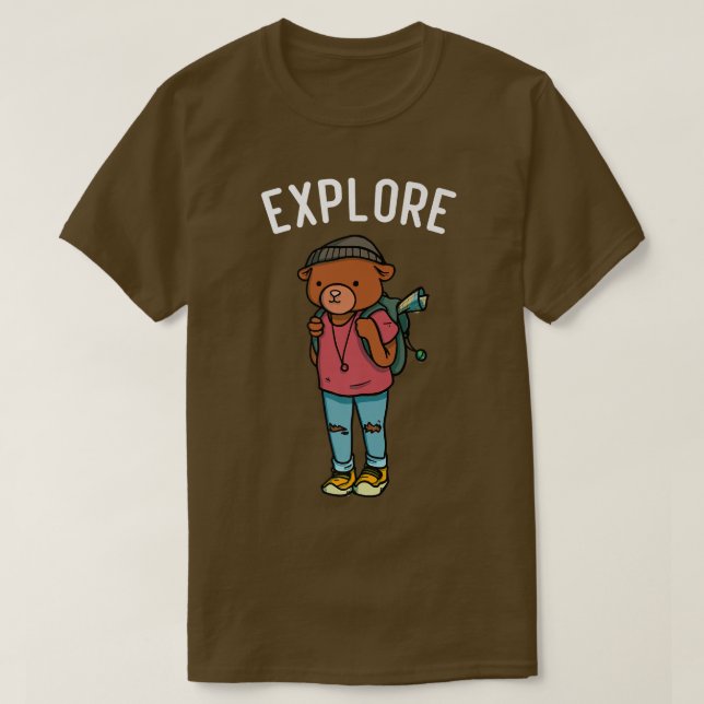 Explorer Backpacking Hiking Bear Premium716  T-Shirt (Design Front)
