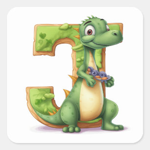 Explorer Dragon and the Letter J Square Sticker